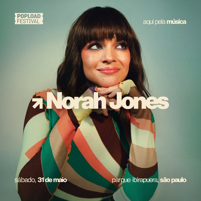 🚨🇧🇷 Norah Jones no Brasil! A talentosa cantora, ganhadora de 9 GRAMMYs, é a primeira grande atração confirmada para o Popload Festival 2025! A expectativa é alta para sua performance única, e o retorno desse festival promete ser inesquecível.